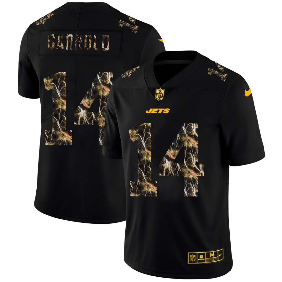 2020 New York Jets #14 Sam Darnold Men Black Nike Flocked Lightning Vapor Limited NFL Jersey